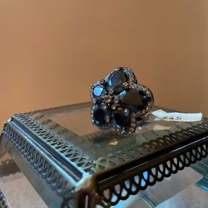 Black Flower Shaped Statement Ring
